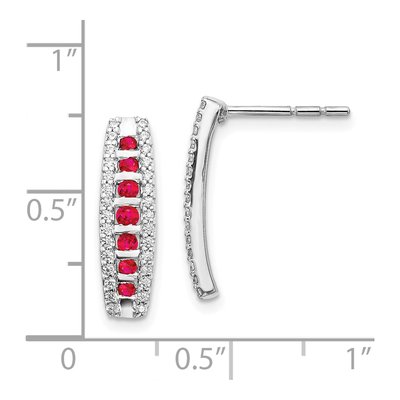 14K White Gold 0.3 ct tw Ruby & Diamond Dangle Earrings – view 5