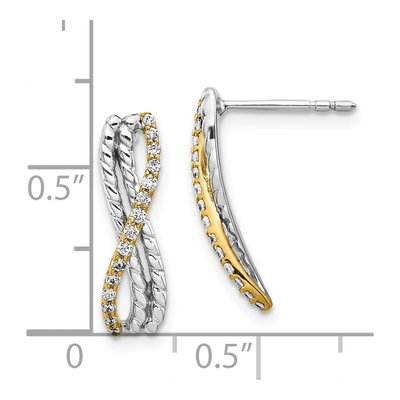 14K Two-Tone Gold 1/5 ct tw Diamond Fancy Dangle Earrings – view 2