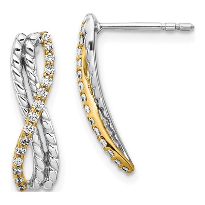 14K Two-Tone Gold 1/5 ct tw Diamond Fancy Dangle Earrings