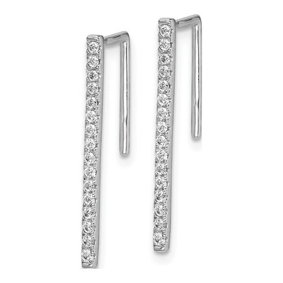 14K White Gold 1/4 ct tw Diamond Bar Ear Climber Threader Earrings – view 2