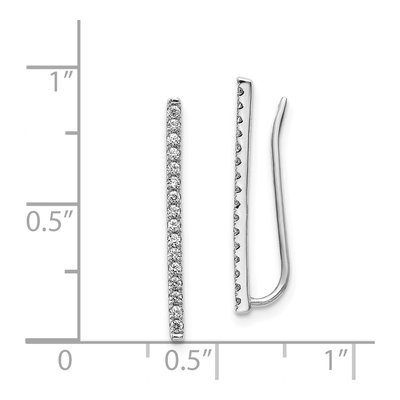 14K White Gold 1/4 ct tw Diamond Bar Ear Climber Threader Earrings – view 4