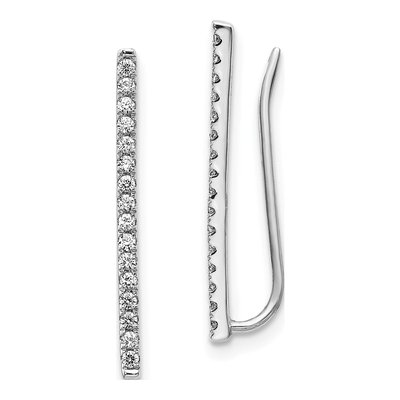 14K White Gold 1/4 ct tw Diamond Bar Ear Climber Threader Earrings