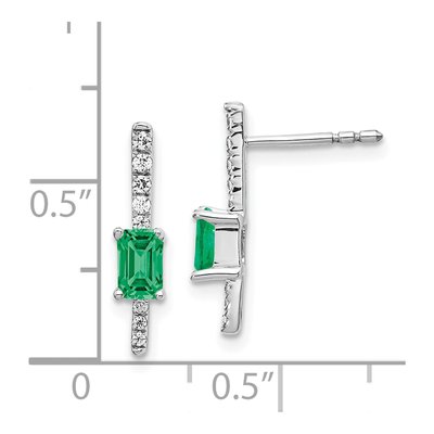 14K White Gold 1/7 ct tw Emerald & Diamond Dangle Earrings – view 4