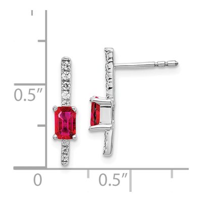 14K White Gold 1/7 ct tw Ruby & Diamond Fancy Dangle Earrings – view 5