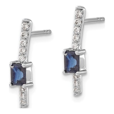 14K White Gold 1/7 ct tw Sapphire & Diamond Dangle Earrings – view 2