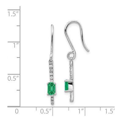 14K White Gold 1/7 ct tw Emerald & Diamond Dangle Earrings – view 4