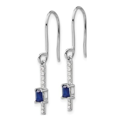 14K White Gold 1/7 ct tw Sapphire & Diamond Dangle Earrings – view 2
