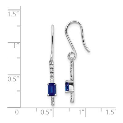 14K White Gold 1/7 ct tw Sapphire & Diamond Dangle Earrings – view 4