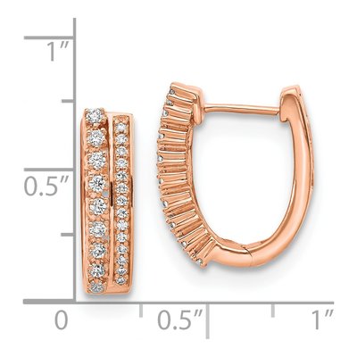 14K Rose Gold 1/2 ct tw 18mm Diamond Huggie Hoop Earrings – view 3
