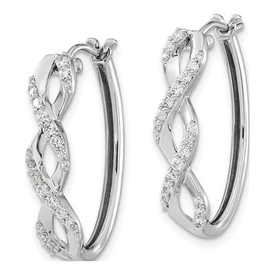 14K White Gold 1/2 ct tw 25mm Diamond Fancy Hoop Earrings – view 3