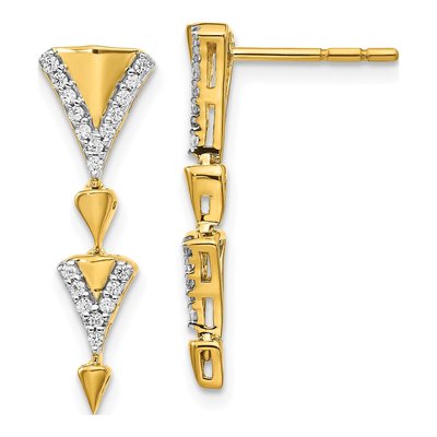14K Yellow Gold 1/5 ct tw Diamond Dangle Earrings
