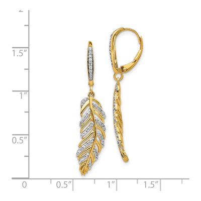 14K Yellow Gold 0.35 ct tw Diamond Feather Leverback Earrings – view 5