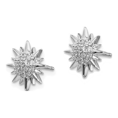 14K White Gold 1/5 ct tw 1.1mm Round Diamond Sun Star Button Stud Earrings – view 2