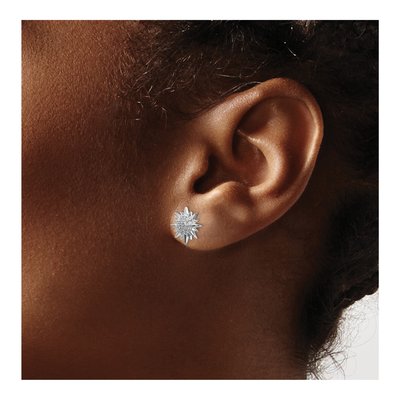 14K White Gold 1/5 ct tw 1.1mm Round Diamond Sun Star Button Stud Earrings – view 3