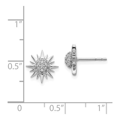 14K White Gold 1/5 ct tw 1.1mm Round Diamond Sun Star Button Stud Earrings – view 4