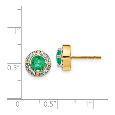 14K Yellow Gold 1/5 ct tw 5.2mm Round Emerald & Diamond Halo Stud Earrings – view 4