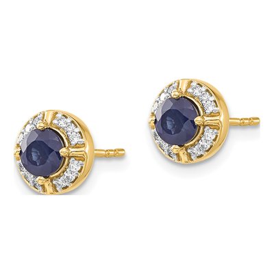 14K Yellow Gold 1/7 ct tw 4.5mm Round Sapphire & Diamond Halo Stud Earrings – view 3