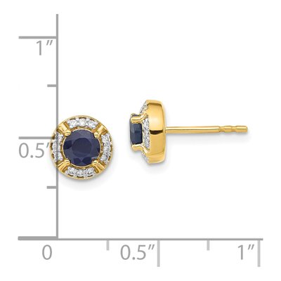14K Yellow Gold 1/7 ct tw 4.5mm Round Sapphire & Diamond Halo Stud Earrings – view 5