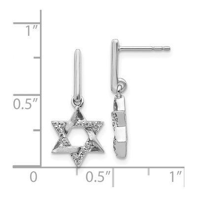 14K White Gold 1/8 ct tw Diamond Star of David Dangle Earrings – view 4