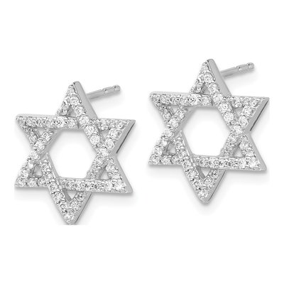 14K White Gold 3/8 ct tw 0.9mm Round Diamond Star of David Stud Earrings – view 2