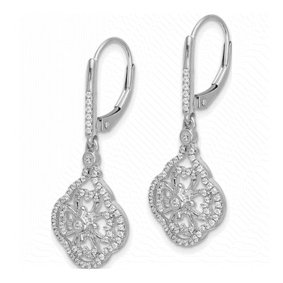 14K White Gold 1/2 ct tw Diamond Leverback Earrings – view 3