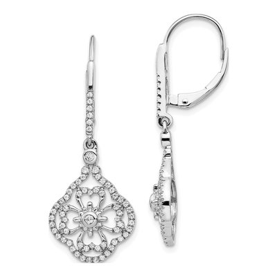 14K White Gold 1/2 ct tw Diamond Leverback Earrings