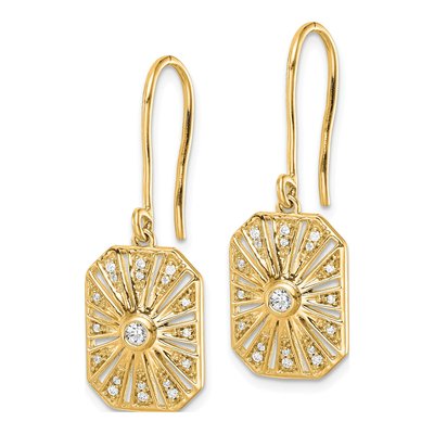 14K Yellow Gold 1/5 ct tw Diamond Vintage Dangle Earrings – view 2