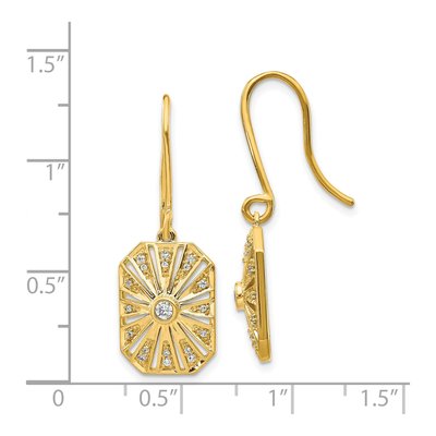 14K Yellow Gold 1/5 ct tw Diamond Vintage Dangle Earrings – view 4