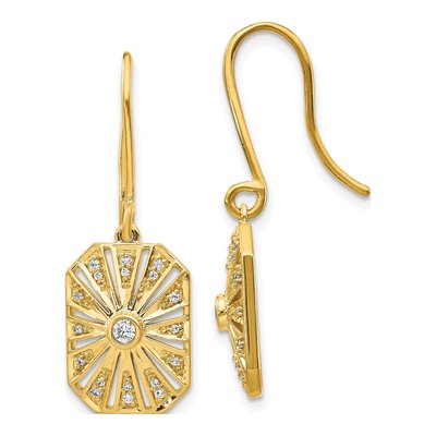 14K Yellow Gold 1/5 ct tw Diamond Vintage Dangle Earrings
