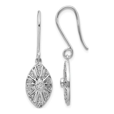 14K White Gold 1/5 ct tw Diamond Vintage Dangle Earrings