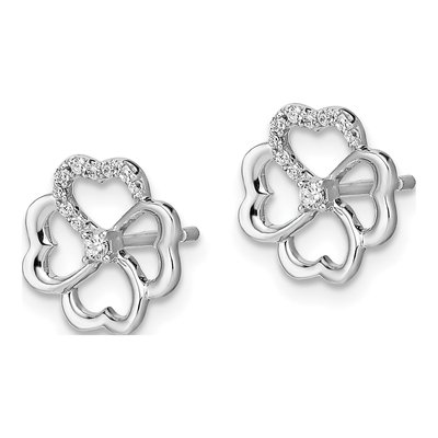 14K White Gold 1/10 ct tw 1.5mm Round Diamond Clover Stud Earrings – view 2