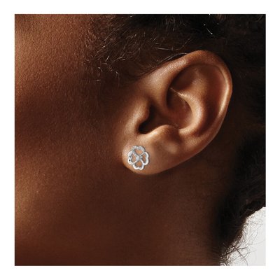 14K White Gold 1/10 ct tw 1.5mm Round Diamond Clover Stud Earrings – view 3