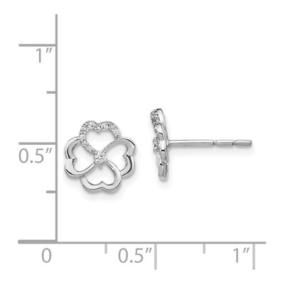 14K White Gold 1/10 ct tw 1.5mm Round Diamond Clover Stud Earrings – view 4