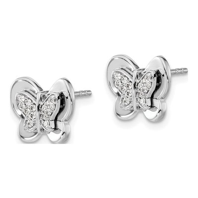 14K White Gold 1/6 ct tw 1.1mm Round Diamond Butterfly Stud Earrings – view 2
