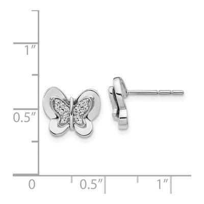 14K White Gold 1/6 ct tw 1.1mm Round Diamond Butterfly Stud Earrings – view 4