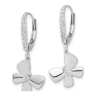 14K White Gold 1/6 ct tw Diamond Butterfly Leverback Earrings – view 2