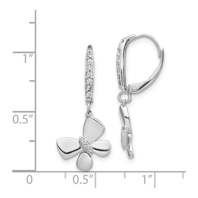 14K White Gold 1/6 ct tw Diamond Butterfly Leverback Earrings – view 4