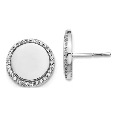 14K White Gold 1/3 ct tw 1mm Round Diamond Circle Stud Earrings