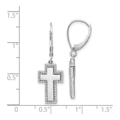14K White Gold 1/3 ct tw Diamond Cross Leverback Earrings – view 4