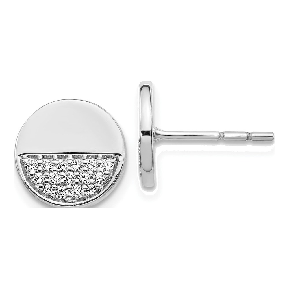 14K White Gold 1/5 ct tw 1.2mm Round Diamond Fancy Circle Stud Earrings