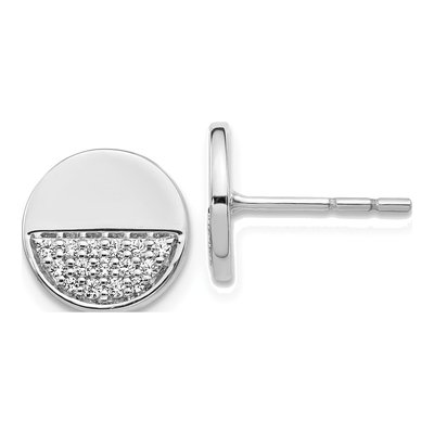 14K White Gold 1/5 ct tw 1.2mm Round Diamond Fancy Circle Stud Earrings
