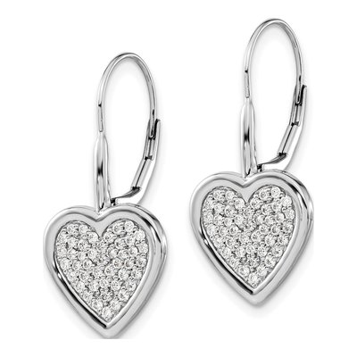 14K White Gold 1/2 ct tw Diamond Heart Leverback Earrings – view 2