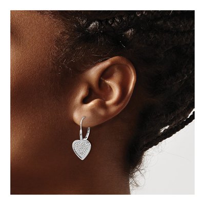 14K White Gold 1/2 ct tw Diamond Heart Leverback Earrings – view 3