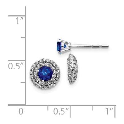 14K White Gold 0.37 ct tw 4mm Round Sapphire & Diamond Halo Stud Earrings – view 5