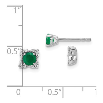 14K White Gold 1/10 ct tw 4mm Round Emerald & Diamond Jacket Stud Earrings – view 4
