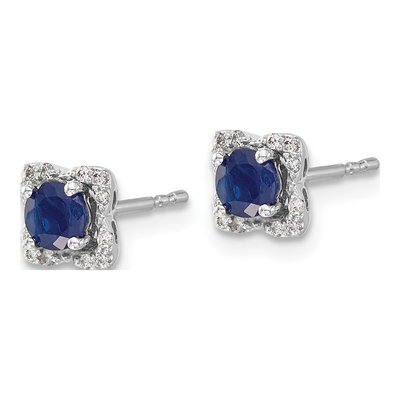 14K White Gold 1/10 ct tw 4mm Round Sapphire & Diamond Jacket Stud Earrings – view 2