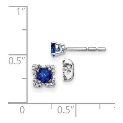 14K White Gold 1/10 ct tw 4mm Round Sapphire & Diamond Jacket Stud Earrings – view 4