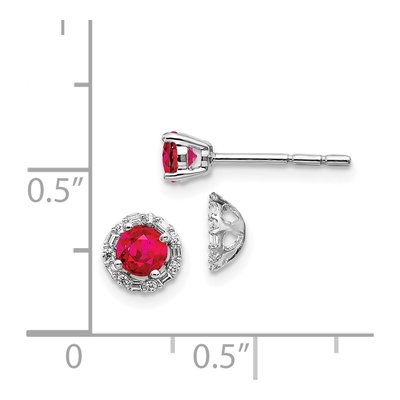 14K White Gold 1/8 ct tw 4mm Round Ruby & Diamond Halo Jacket Stud Earrings – view 3