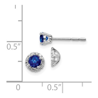 14K White Gold 1/8 ct tw 4mm Round Sapphire & Diamond Halo Stud Earrings – view 4