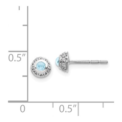 14K White Gold 1/10 ct tw 2.5mm Round Aquamarine & Diamond Halo Stud Earrings – view 5